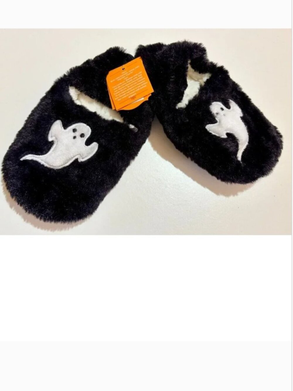 GHOST Halloween Slipper Socks Black White Size S/M Shoes Size 5-7 Womens